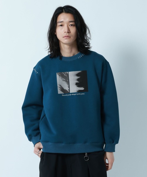 RAGEBLUE（レイジブルー）の「Flower Photo Hand Stitch Tech Sweat/フラワーフォトハンドステッチテックスウェット（スウェット・メンズ・ホワイト/ブルー/ブラック・LARGE/MEDIUM）」の3枚目の写真