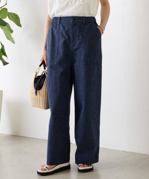 BEARDSLEY（ビアズリー）の「ムラ糸ピグメントダイワイドパンツ（その他パンツ・レディース・ネイビー/ホワイト・FREE）」の2枚目の写真