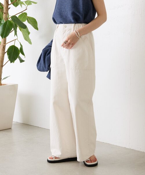 BEARDSLEY（ビアズリー）の「ムラ糸ピグメントダイワイドパンツ（その他パンツ・レディース・ネイビー/ホワイト・FREE）」の4枚目の写真