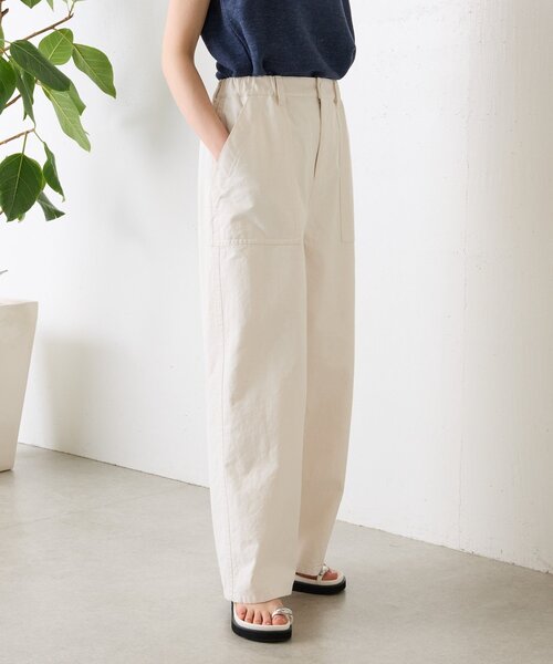 BEARDSLEY（ビアズリー）の「ムラ糸ピグメントダイワイドパンツ（その他パンツ・レディース・ネイビー/ホワイト・FREE）」の6枚目の写真