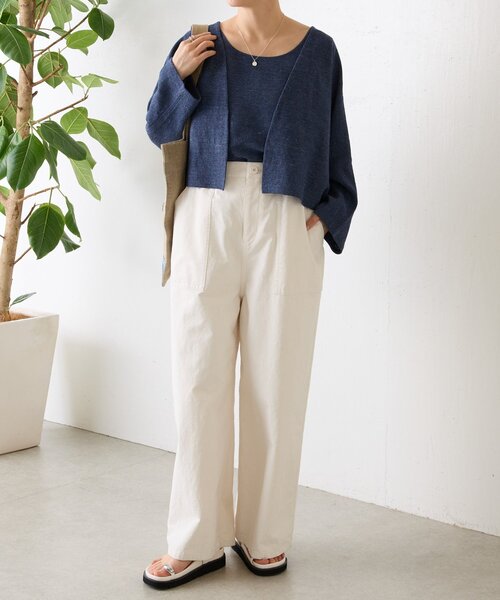 BEARDSLEY（ビアズリー）の「ムラ糸ピグメントダイワイドパンツ（その他パンツ・レディース・ネイビー/ホワイト・FREE）」の7枚目の写真