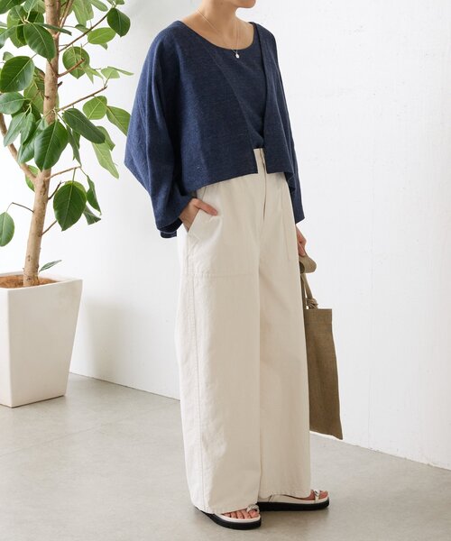 BEARDSLEY（ビアズリー）の「ムラ糸ピグメントダイワイドパンツ（その他パンツ・レディース・ネイビー/ホワイト・FREE）」の9枚目の写真