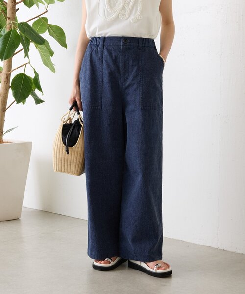 BEARDSLEY（ビアズリー）の「ムラ糸ピグメントダイワイドパンツ（その他パンツ・レディース・ネイビー/ホワイト・FREE）」の18枚目の写真