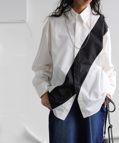 antiqua（アンティカ）の「TASUKI SHIRT　タスキシャツ（シャツ/ブラウス・メンズ・ホワイト/ブラック・P/R）」の6枚目の写真