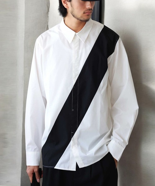 antiqua（アンティカ）の「TASUKI SHIRT　タスキシャツ（シャツ/ブラウス・メンズ・ホワイト/ブラック・P/R）」の3枚目の写真