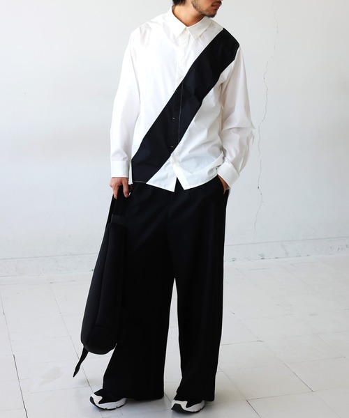 antiqua（アンティカ）の「TASUKI SHIRT　タスキシャツ（シャツ/ブラウス・メンズ・ホワイト/ブラック・P/R）」の4枚目の写真