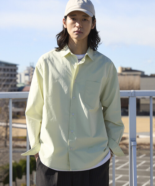 Firsthand(ファーストハンド)の「Firsthand/ファーストハンド ニュアンスカラー オーバーサイズ レギュラーカラーシャツ ロングスリーブ(シャツ/ブラウス・メンズ・グリーン/ピンク/サックスブルー/ベージュ/ラベンダー/レモンイエロー・LARGE/MEDIUM)」の3枚目の写真