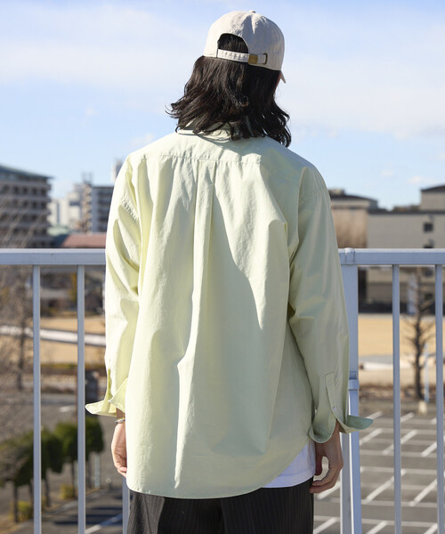 Firsthand(ファーストハンド)の「Firsthand/ファーストハンド ニュアンスカラー オーバーサイズ レギュラーカラーシャツ ロングスリーブ(シャツ/ブラウス・メンズ・グリーン/ピンク/サックスブルー/ベージュ/ラベンダー/レモンイエロー・LARGE/MEDIUM)」の7枚目の写真