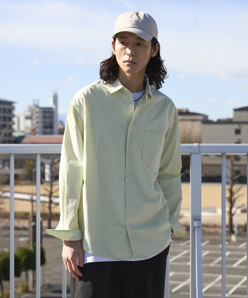 Firsthand(ファーストハンド)の「Firsthand/ファーストハンド ニュアンスカラー オーバーサイズ レギュラーカラーシャツ ロングスリーブ(シャツ/ブラウス・メンズ・グリーン/ピンク/サックスブルー/ベージュ/ラベンダー/レモンイエロー・LARGE/MEDIUM)」の9枚目の写真