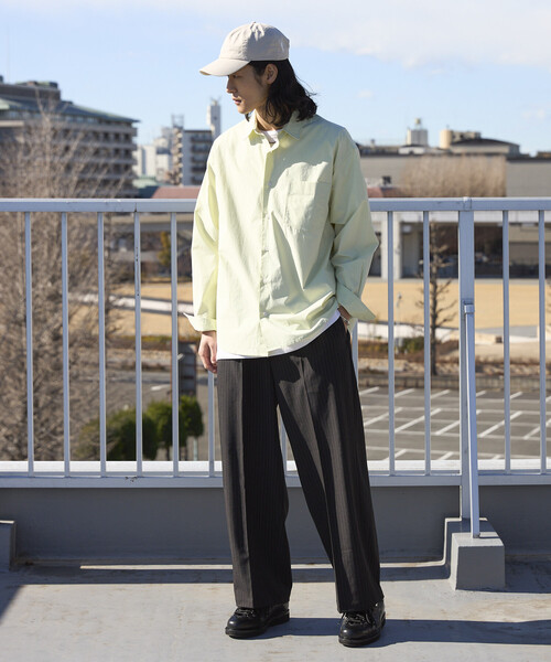 Firsthand(ファーストハンド)の「Firsthand/ファーストハンド ニュアンスカラー オーバーサイズ レギュラーカラーシャツ ロングスリーブ(シャツ/ブラウス・メンズ・グリーン/ピンク/サックスブルー/ベージュ/ラベンダー/レモンイエロー・LARGE/MEDIUM)」の12枚目の写真