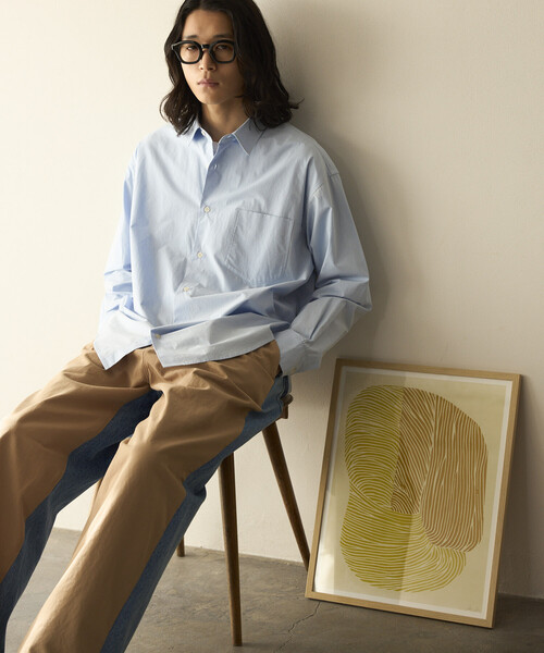 Firsthand(ファーストハンド)の「Firsthand/ファーストハンド ニュアンスカラー オーバーサイズ レギュラーカラーシャツ ロングスリーブ(シャツ/ブラウス・メンズ・グリーン/ピンク/サックスブルー/ベージュ/ラベンダー/レモンイエロー・LARGE/MEDIUM)」の16枚目の写真