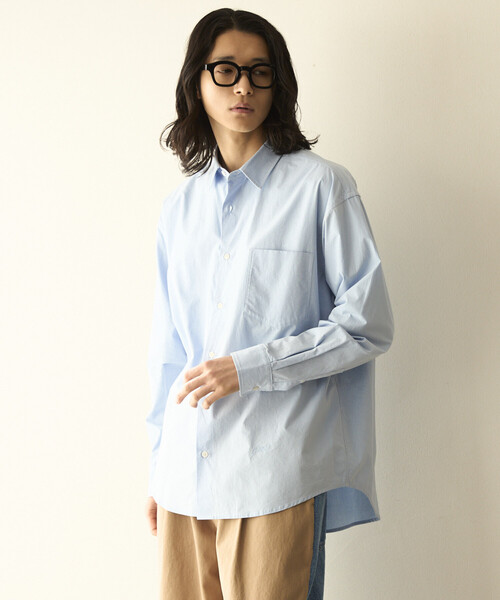 Firsthand(ファーストハンド)の「Firsthand/ファーストハンド ニュアンスカラー オーバーサイズ レギュラーカラーシャツ ロングスリーブ(シャツ/ブラウス・メンズ・グリーン/ピンク/サックスブルー/ベージュ/ラベンダー/レモンイエロー・LARGE/MEDIUM)」の18枚目の写真