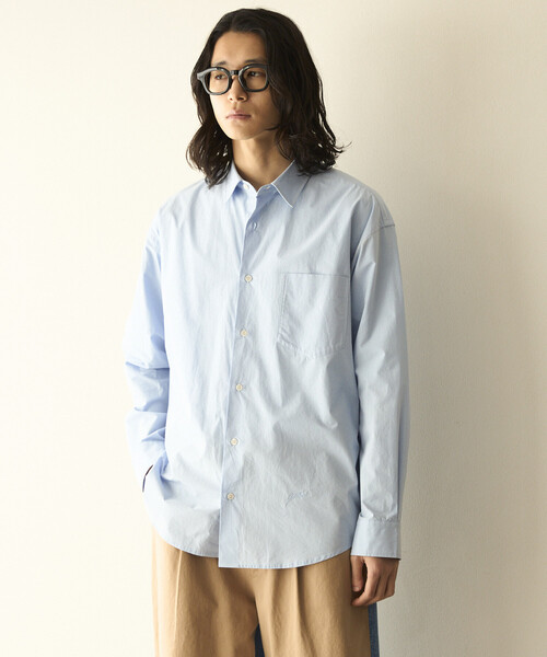 Firsthand(ファーストハンド)の「Firsthand/ファーストハンド ニュアンスカラー オーバーサイズ レギュラーカラーシャツ ロングスリーブ(シャツ/ブラウス・メンズ・グリーン/ピンク/サックスブルー/ベージュ/ラベンダー/レモンイエロー・LARGE/MEDIUM)」の19枚目の写真