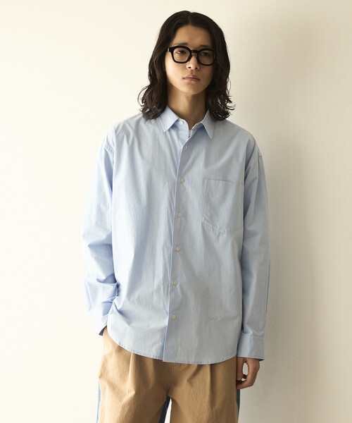 Firsthand(ファーストハンド)の「Firsthand/ファーストハンド ニュアンスカラー オーバーサイズ レギュラーカラーシャツ ロングスリーブ(シャツ/ブラウス・メンズ・グリーン/ピンク/サックスブルー/ベージュ/ラベンダー/レモンイエロー・LARGE/MEDIUM)」の20枚目の写真