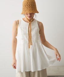 コード刺繍メッシュキャミ