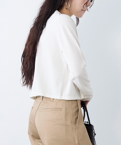 MICA&DEAL(マイカ&ディール)の「ショートニットTシャツ(ニット/セーター・レディース・アイボリー/オフホワイト/グレー/ネイビー・FREE)」の5枚目の写真