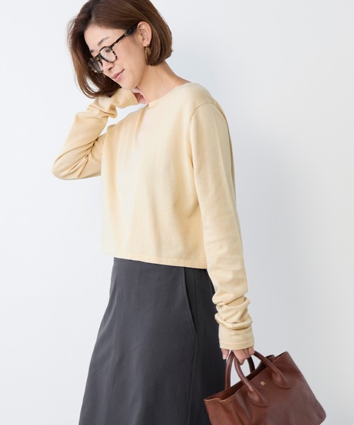 MICA&DEAL(マイカ&ディール)の「ショートニットTシャツ(ニット/セーター・レディース・アイボリー/オフホワイト/グレー/ネイビー・FREE)」の20枚目の写真