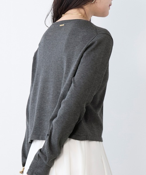 MICA&DEAL(マイカ&ディール)の「ショートニットTシャツ(ニット/セーター・レディース・アイボリー/オフホワイト/グレー/ネイビー・FREE)」の14枚目の写真