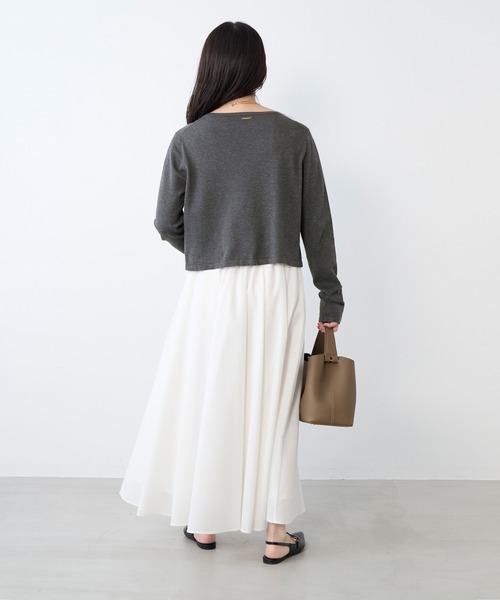 MICA&DEAL(マイカ&ディール)の「ショートニットTシャツ(ニット/セーター・レディース・アイボリー/オフホワイト/グレー/ネイビー・FREE)」の18枚目の写真