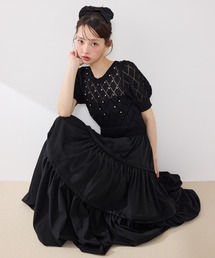 rienda リエンダ　バックリボンニットコンビTOPS rienda バックリボンニットコンビTOPS 【公式通販】