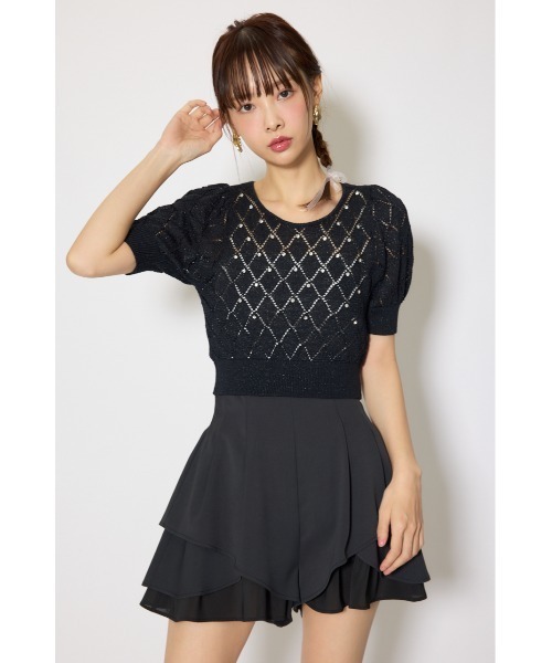 rienda(リエンダ)の「【AKB48 伊藤百花さん着用】ビジュー付きバックリボンニットトップス 春服(ニット/セーター・レディース・ブルー/ブラック/ホワイト/ピンク・FREE)」の5枚目の写真