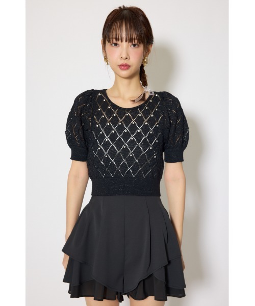 rienda(リエンダ)の「【AKB48 伊藤百花さん着用】ビジュー付きバックリボンニットトップス 春服(ニット/セーター・レディース・ブルー/ブラック/ホワイト/ピンク・FREE)」の11枚目の写真