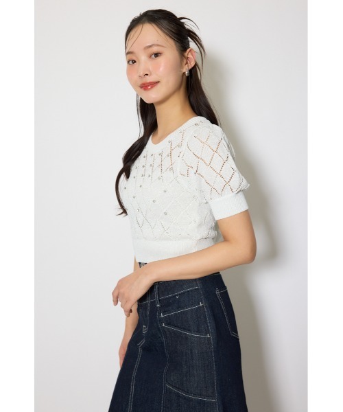 rienda(リエンダ)の「【AKB48 伊藤百花さん着用】ビジュー付きバックリボンニットトップス 春服(ニット/セーター・レディース・ブルー/ブラック/ホワイト/ピンク・FREE)」の14枚目の写真