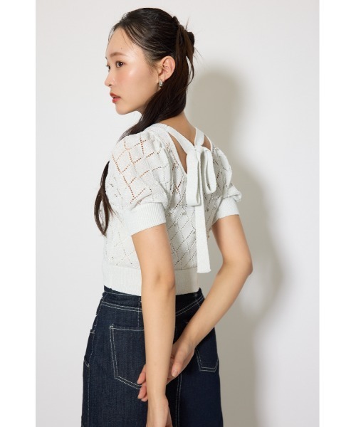 rienda(リエンダ)の「【AKB48 伊藤百花さん着用】ビジュー付きバックリボンニットトップス 春服(ニット/セーター・レディース・ブルー/ブラック/ホワイト/ピンク・FREE)」の15枚目の写真