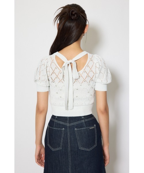 rienda(リエンダ)の「【AKB48 伊藤百花さん着用】ビジュー付きバックリボンニットトップス 春服(ニット/セーター・レディース・ブルー/ブラック/ホワイト/ピンク・FREE)」の20枚目の写真