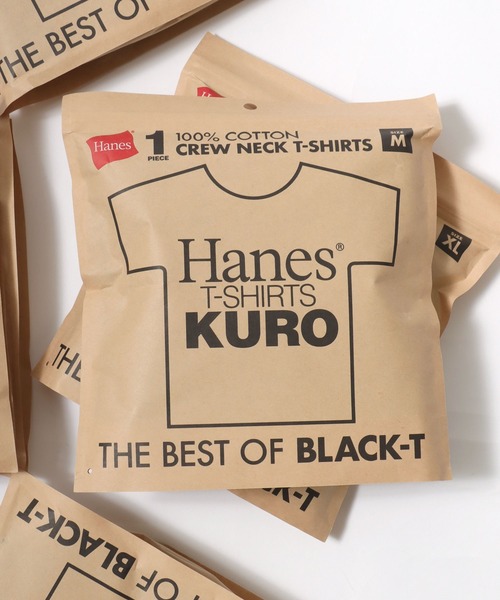 HANES(ヘインズ)の「Hanes/へインズ T-SHIRTS KURO/クロ 黒 ブラック 無地 クルーネック 半袖Tシャツ/1P パックT/レディース メンズ(Tシャツ/カットソー・メンズ・ブラック・M/S/L/XL)」の1枚目の写真