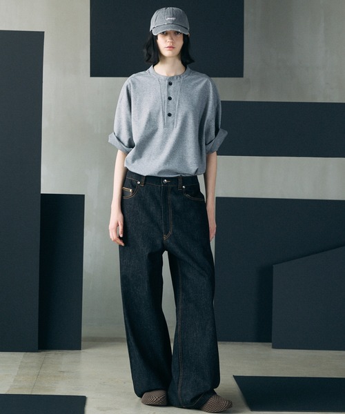 MAISON SPECIAL(メゾンスペシャル)の「《UNISEX》12.5oz Rigid Denim Prime-Wide Pants/12.5ozリジットデニムプライムワイドパンツ【MAISON SPECIAL/メゾンスペシャル】(デニムパンツ・メンズ・ネイビー/ブラック・0/2/1)」の17枚目の写真