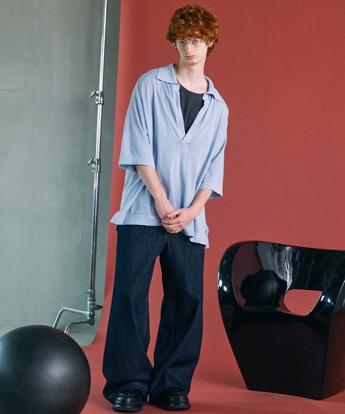 MAISON SPECIAL(メゾンスペシャル)の「《UNISEX》12.5oz Rigid Denim Prime-Wide Pants/12.5ozリジットデニムプライムワイドパンツ【MAISON SPECIAL/メゾンスペシャル】(デニムパンツ・メンズ・ネイビー/ブラック・0/2/1)」の19枚目の写真