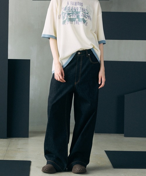MAISON SPECIAL(メゾンスペシャル)の「《UNISEX》12.5oz Rigid Denim Prime-Wide Pants/12.5ozリジットデニムプライムワイドパンツ【MAISON SPECIAL/メゾンスペシャル】(デニムパンツ・メンズ・ネイビー/ブラック・0/2/1)」の11枚目の写真