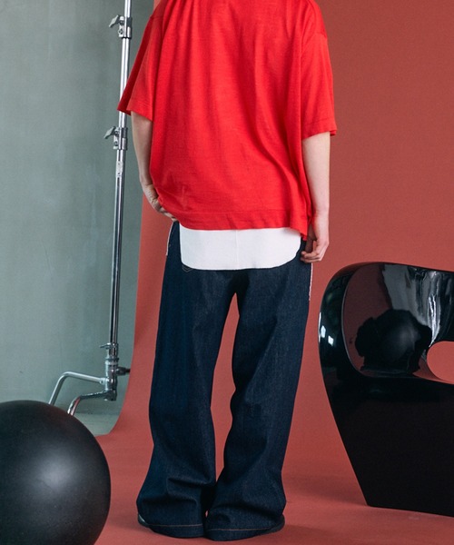 MAISON SPECIAL(メゾンスペシャル)の「《UNISEX》12.5oz Rigid Denim Prime-Wide Pants/12.5ozリジットデニムプライムワイドパンツ【MAISON SPECIAL/メゾンスペシャル】(デニムパンツ・メンズ・ネイビー/ブラック・0/2/1)」の16枚目の写真