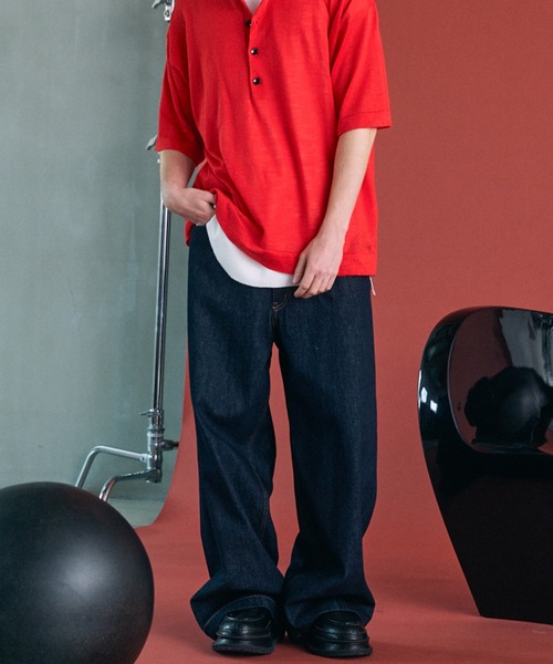 MAISON SPECIAL(メゾンスペシャル)の「《UNISEX》12.5oz Rigid Denim Prime-Wide Pants/12.5ozリジットデニムプライムワイドパンツ【MAISON SPECIAL/メゾンスペシャル】(デニムパンツ・メンズ・ネイビー/ブラック・0/2/1)」の14枚目の写真