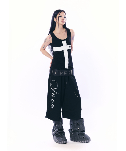 SETUP-EXE(セットアップイーエックスイー)の「HEART STUD LOGO BERMUDA PANTS / BLACK(その他パンツ・レディース・その他・OS)」の5枚目の写真