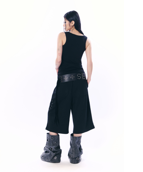 SETUP-EXE(セットアップイーエックスイー)の「HEART STUD LOGO BERMUDA PANTS / BLACK(その他パンツ・レディース・その他・OS)」の6枚目の写真