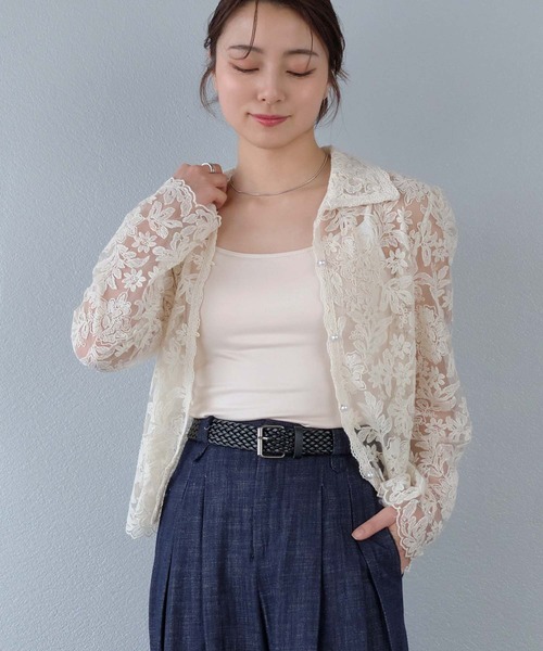 murea(ミュレア)の「レースシャツ&キャミソール 2点セット(シャツ/ブラウス・レディース・ホワイト/ブラック/アイボリー・FREE)」の11枚目の写真