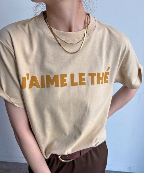 DouDou（ドゥドゥ）の「JAIMELETHEフロッキーロゴTEE（Tシャツ/カットソー・レディース・チャコールグレー/ライトグレー/ネイビー/ホワイト/ベージュ・FREE）」の5枚目の写真
