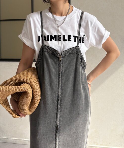 DouDou（ドゥドゥ）の「JAIMELETHEフロッキーロゴTEE（Tシャツ/カットソー・レディース・チャコールグレー/ライトグレー/ネイビー/ホワイト/ベージュ・FREE）」の17枚目の写真
