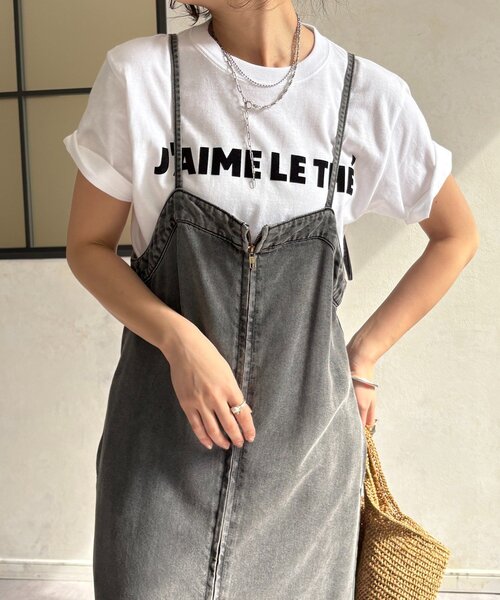 DouDou（ドゥドゥ）の「JAIMELETHEフロッキーロゴTEE（Tシャツ/カットソー・レディース・チャコールグレー/ライトグレー/ネイビー/ホワイト/ベージュ・FREE）」の19枚目の写真