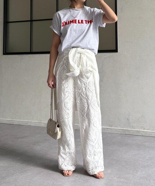 DouDou（ドゥドゥ）の「JAIMELETHEフロッキーロゴTEE（Tシャツ/カットソー・レディース・チャコールグレー/ライトグレー/ネイビー/ホワイト/ベージュ・FREE）」の21枚目の写真