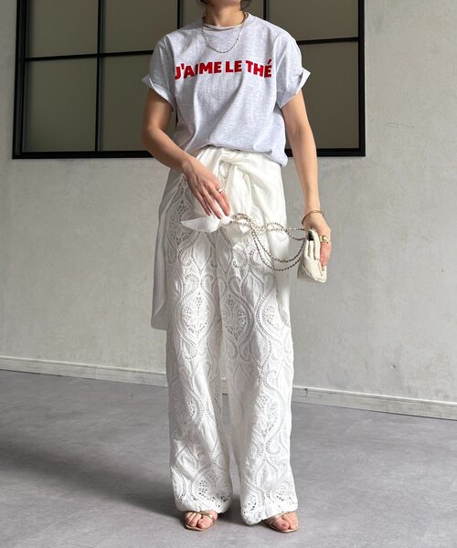 DouDou（ドゥドゥ）の「JAIMELETHEフロッキーロゴTEE（Tシャツ/カットソー・レディース・チャコールグレー/ライトグレー/ネイビー/ホワイト/ベージュ・FREE）」の22枚目の写真