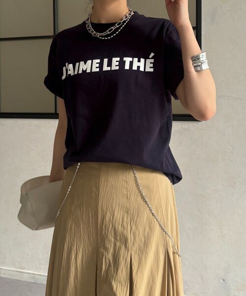 DouDou（ドゥドゥ）の「JAIMELETHEフロッキーロゴTEE（Tシャツ/カットソー・レディース・チャコールグレー/ライトグレー/ネイビー/ホワイト/ベージュ・FREE）」の7枚目の写真