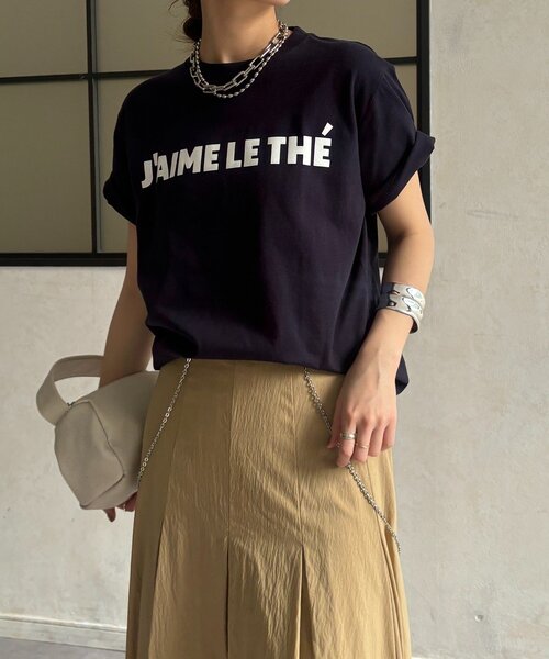 DouDou（ドゥドゥ）の「JAIMELETHEフロッキーロゴTEE（Tシャツ/カットソー・レディース・チャコールグレー/ライトグレー/ネイビー/ホワイト/ベージュ・FREE）」の8枚目の写真
