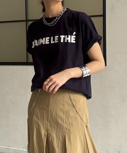 DouDou（ドゥドゥ）の「JAIMELETHEフロッキーロゴTEE（Tシャツ/カットソー・レディース・チャコールグレー/ライトグレー/ネイビー/ホワイト/ベージュ・FREE）」の9枚目の写真
