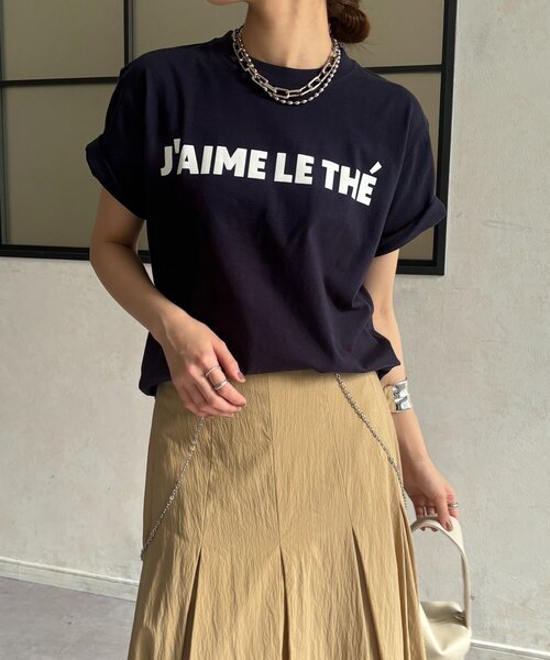 DouDou（ドゥドゥ）の「JAIMELETHEフロッキーロゴTEE（Tシャツ/カットソー・レディース・チャコールグレー/ライトグレー/ネイビー/ホワイト/ベージュ・FREE）」の10枚目の写真