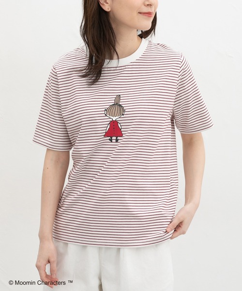 Honeys(ハニーズ)の「【UVカット】ムーミン/半袖Tシャツ(Tシャツ/カットソー・レディース・ホワイト×レッド/オフホワイト/グレイッシュブルー/ホワイト×パープル/レッド/ネイビー×ホワイト・L/LL/M/S)」の2枚目の写真