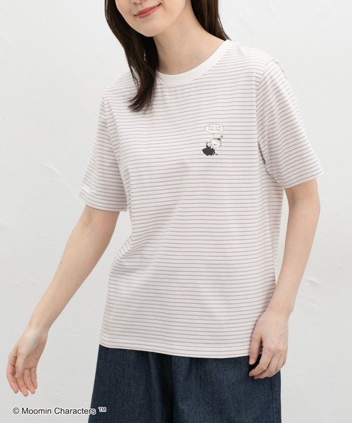 Honeys(ハニーズ)の「【UVカット】ムーミン/半袖Tシャツ(Tシャツ/カットソー・レディース・ホワイト×レッド/オフホワイト/グレイッシュブルー/ホワイト×パープル/レッド/ネイビー×ホワイト・L/LL/M/S)」の3枚目の写真
