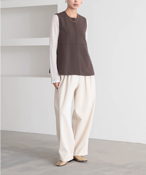 for/c(フォーシー)の「ペプラムジレ【サスティナブル】(ベスト・レディース・ブラウン/ブラック・L/M/S)」の5枚目の写真